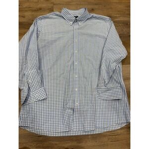 Proper Cloth Mens Light Blue Gingham Check Cotton Button Down Shirt Long Sleeve